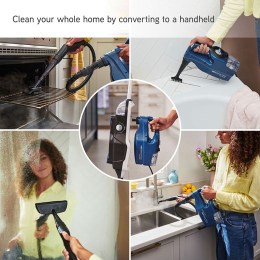 Vax Steam Fresh Total Home CDST-SFXT Steam Mop with up to 15 Minutes Run Time - Navy Blue - Annotation - Different accessories shot
